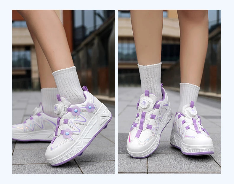 2026New Cool and Detachable Automatic Four Wheel Roller Skating Shoes for Girls, High Beauty Skating Shoes for Kids
