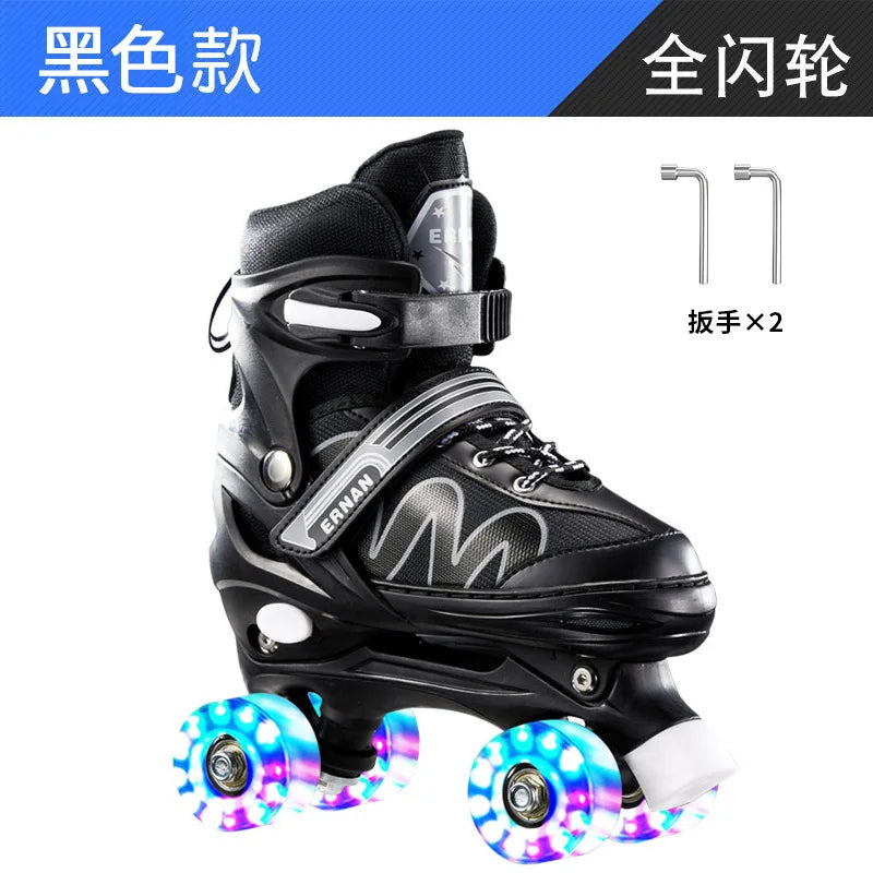 Adjustable Roller Skates with Glowing Wheels, Quad Skate Shoes for Beginners Kids, Breathable Comfortable Sturdy Durable Design