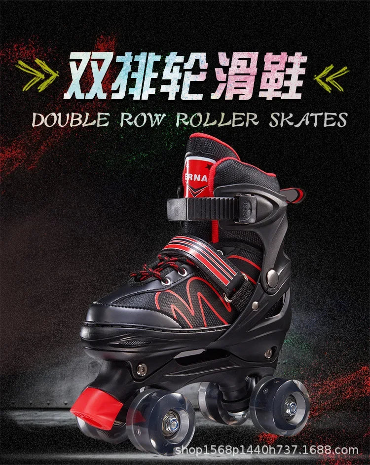 Adjustable Roller Skates with Glowing Wheels, Quad Skate Shoes for Beginners Kids, Breathable Comfortable Sturdy Durable Design