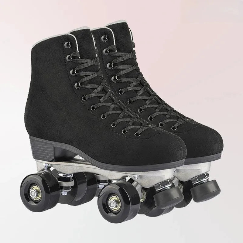 Women Quad Roller Skates Double Line Skate Black Green Yellow Fashion Patines Skating Boots Retro Skating Shoes Size 35-44