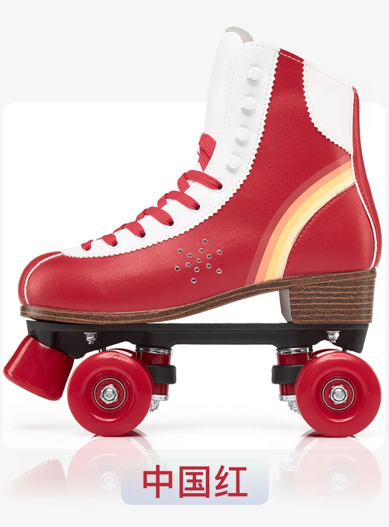 Men Women Quad Roller Skates Rink Use, Adjustable Big Brake Roller Shoes with Shock Absorbing, Breathable Comfort Fit Durable