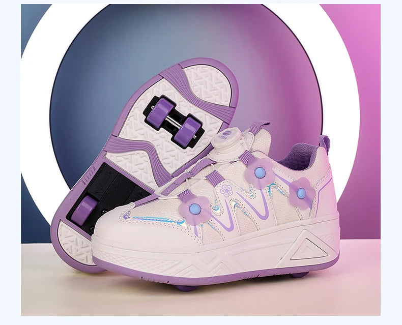2026New Cool and Detachable Automatic Four Wheel Roller Skating Shoes for Girls, High Beauty Skating Shoes for Kids