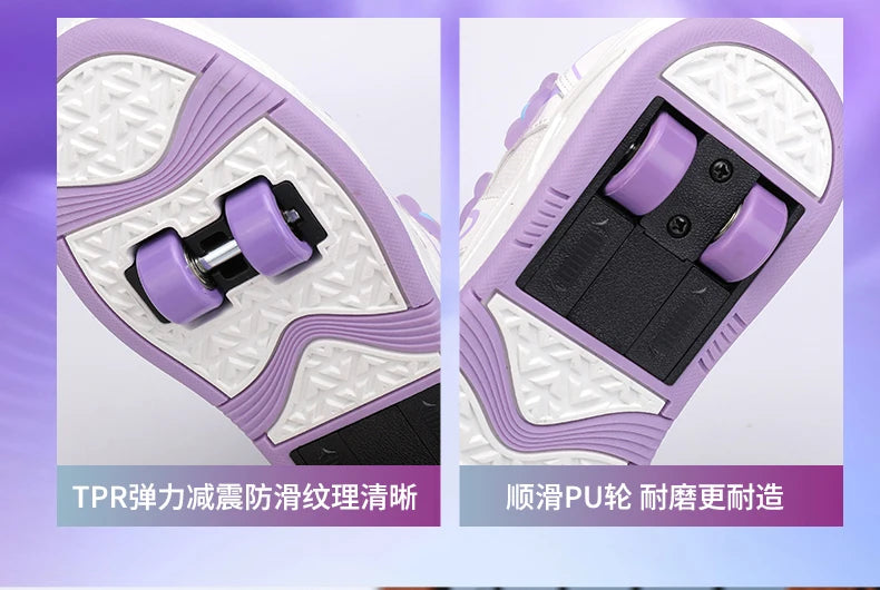 2026New Cool and Detachable Automatic Four Wheel Roller Skating Shoes for Girls, High Beauty Skating Shoes for Kids