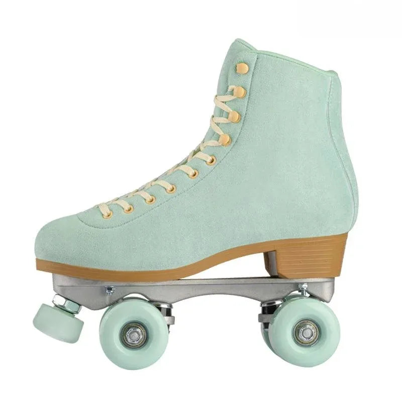 Women Quad Roller Skates Double Line Skate Black Green Yellow Fashion Patines Skating Boots Retro Skating Shoes Size 35-44
