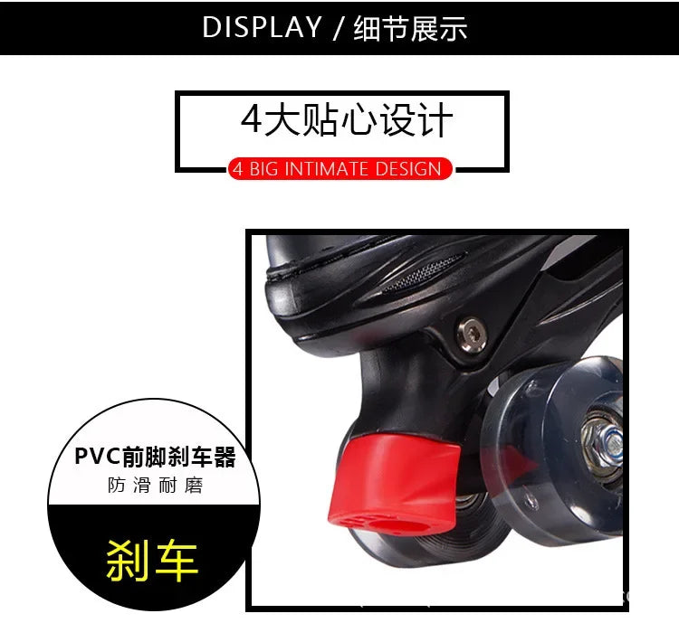 Adjustable Roller Skates with Glowing Wheels, Quad Skate Shoes for Beginners Kids, Breathable Comfortable Sturdy Durable Design
