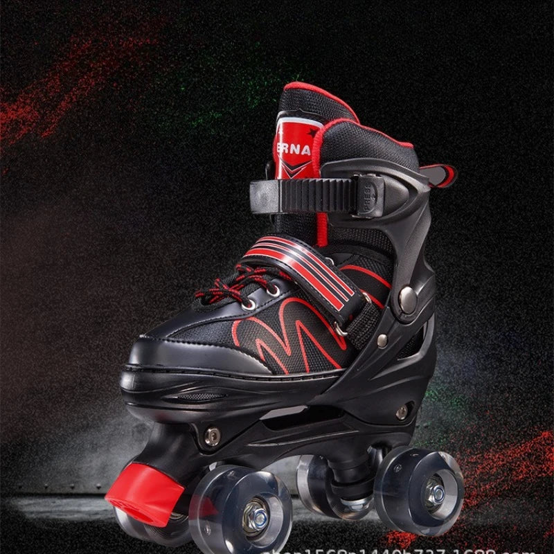 Adjustable Roller Skates with Glowing Wheels, Quad Skate Shoes for Beginners Kids, Breathable Comfortable Sturdy Durable Design