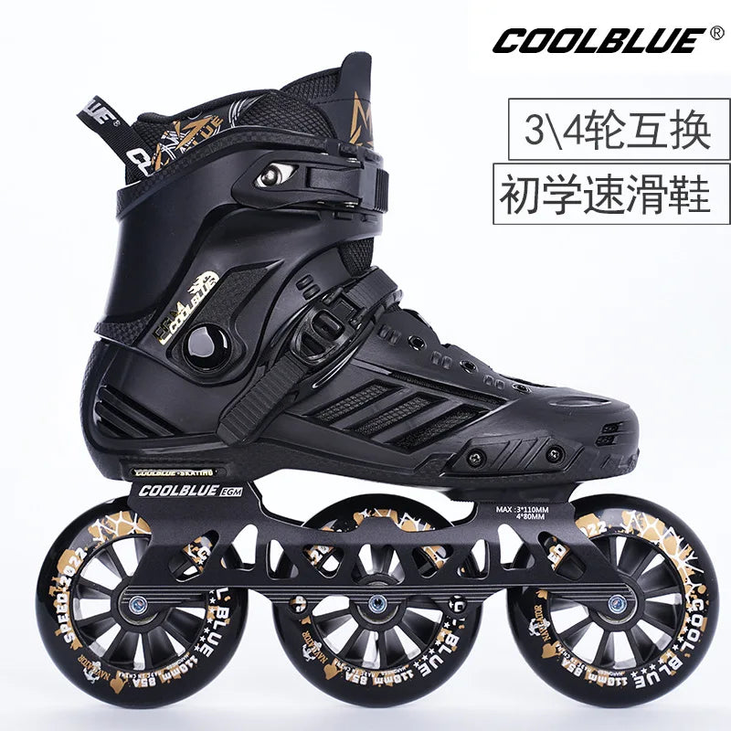 2025 New SY Adult Large Size 110mm Inline Slalom Skates Racing Roller Skating with Aluminum Frame PP Chassis Skates Shoe Made