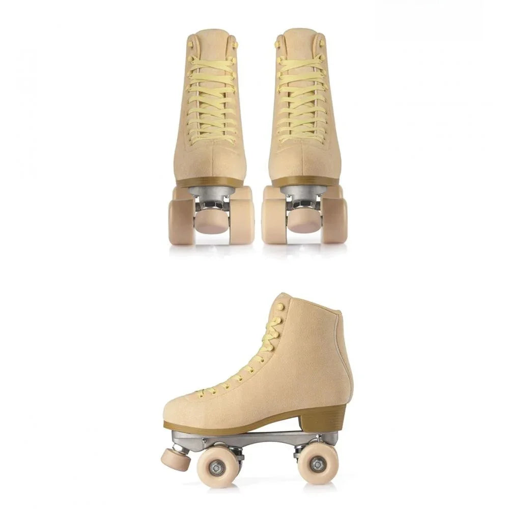 Women Quad Roller Skates Double Line Skate Black Green Yellow Fashion Patines Skating Boots Retro Skating Shoes Size 35-44