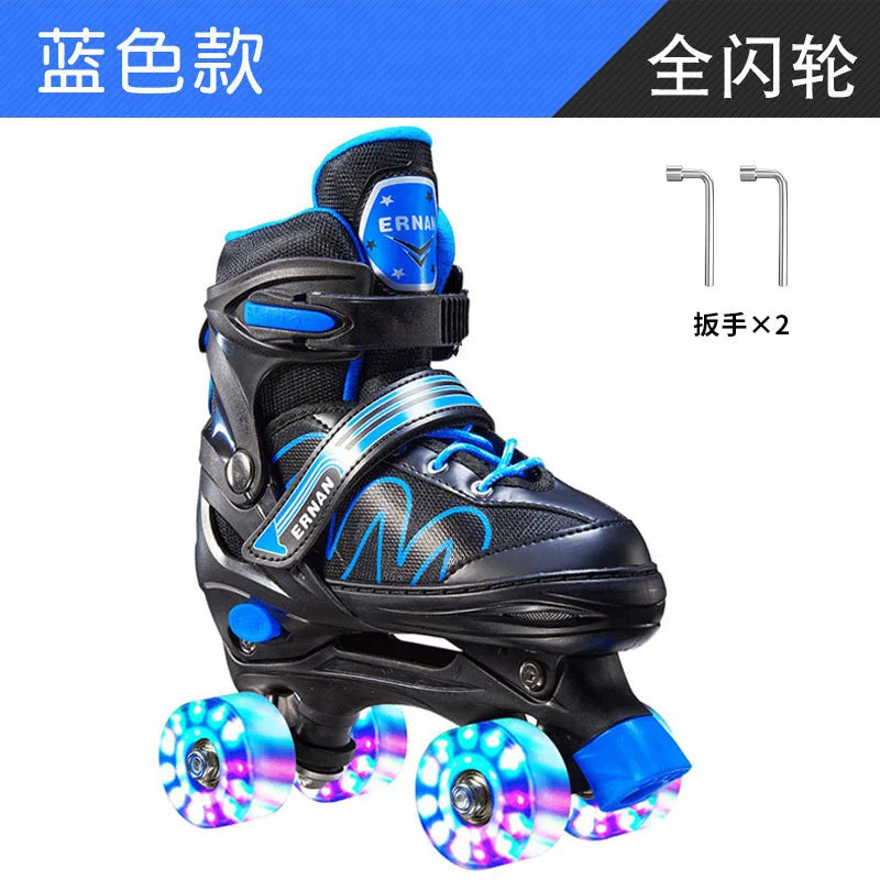 Adjustable Roller Skates with Glowing Wheels, Quad Skate Shoes for Beginners Kids, Breathable Comfortable Sturdy Durable Design