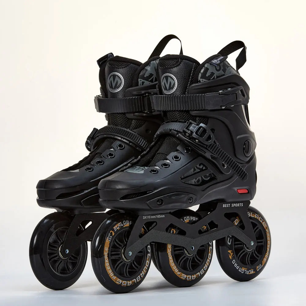 2025 New SY Adult Large Size 110mm Inline Slalom Skates Racing Roller Skating with Aluminum Frame PP Chassis Skates Shoe Made