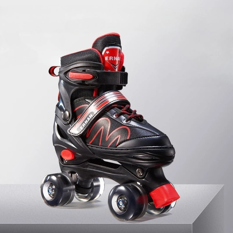 Adjustable Roller Skates with Glowing Wheels, Quad Skate Shoes for Beginners Kids, Breathable Comfortable Sturdy Durable Design