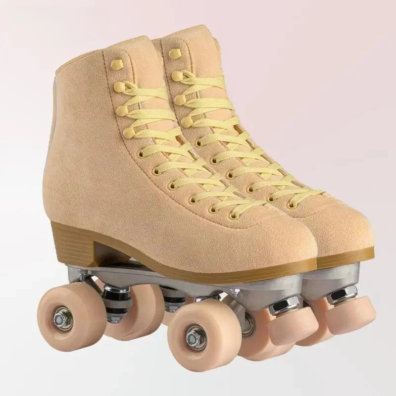 Women Quad Roller Skates Double Line Skate Black Green Yellow Fashion Patines Skating Boots Retro Skating Shoes Size 35-44