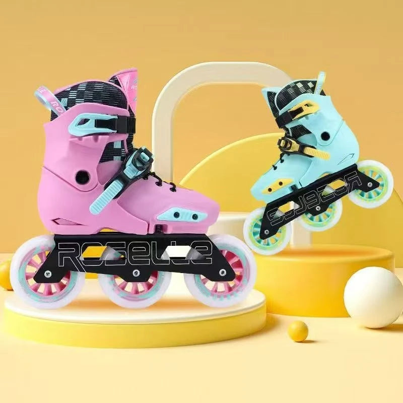 Hubao Speed Skates 3*100mm Wheels Kids Youth Inline Skates Roller Skates Size 29-40 Blue Pink Black