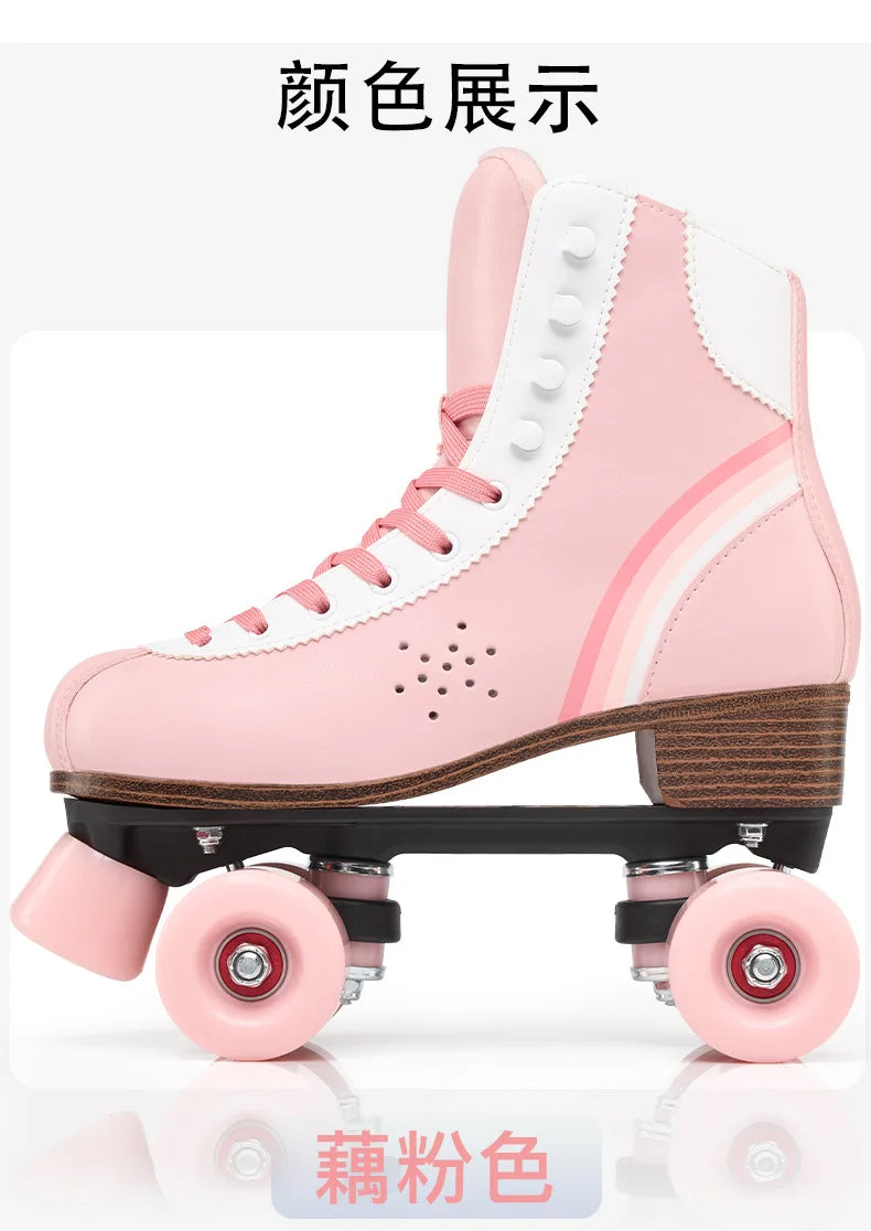 Men Women Quad Roller Skates Rink Use, Adjustable Big Brake Roller Shoes with Shock Absorbing, Breathable Comfort Fit Durable