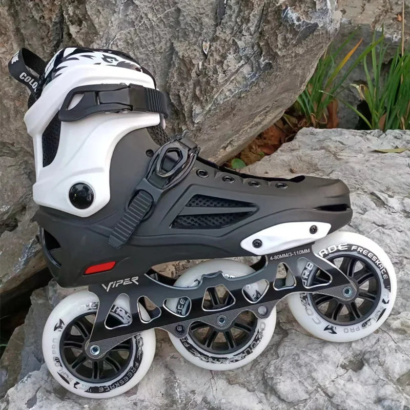 2025 New SY Adult Large Size 110mm Inline Slalom Skates Racing Roller Skating with Aluminum Frame PP Chassis Skates Shoe Made