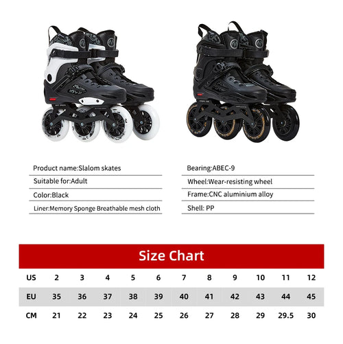 2025 New SY Adult Large Size 110mm Inline Slalom Skates Racing Roller Skating with Aluminum Frame PP Chassis Skates Shoe Made