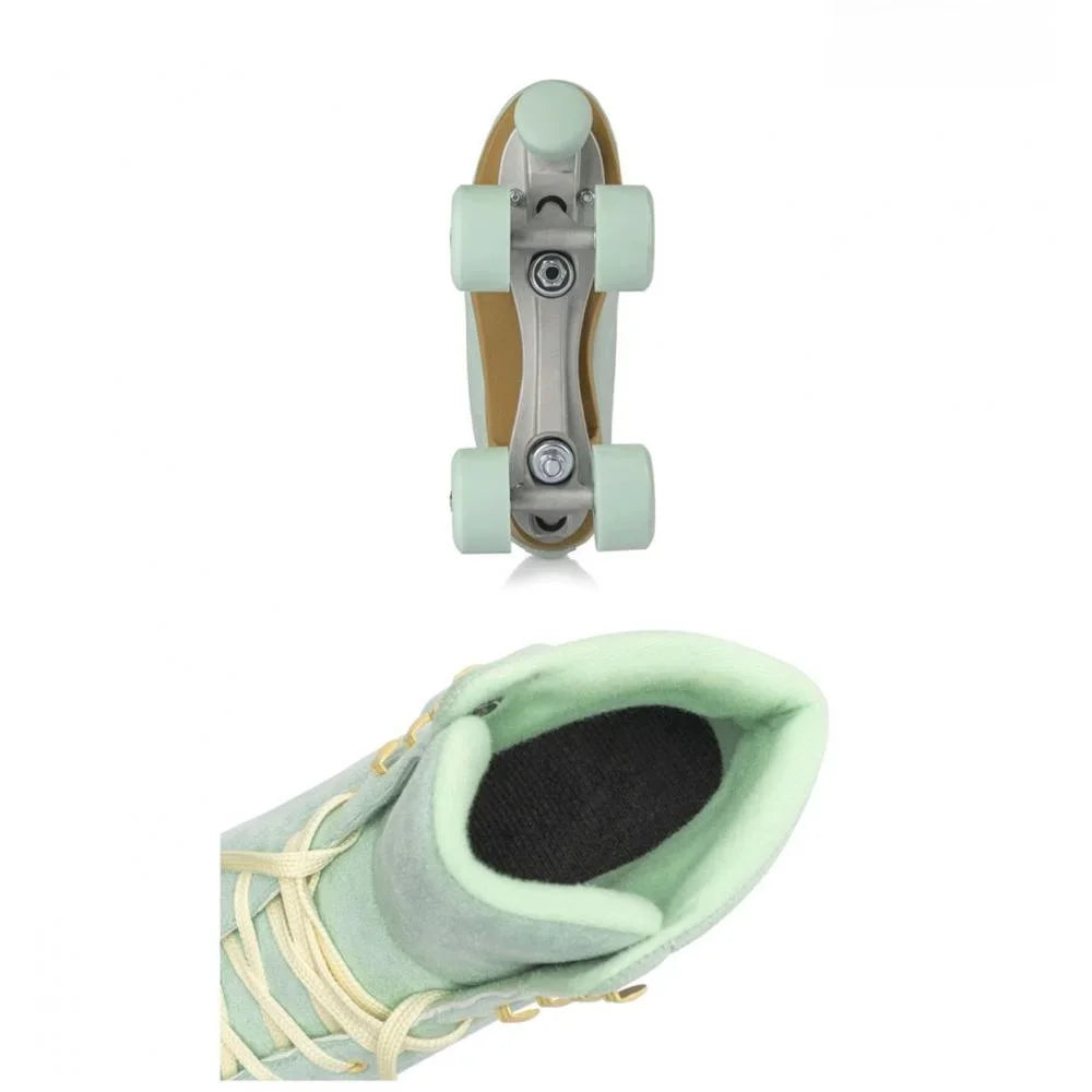 Women Quad Roller Skates Double Line Skate Black Green Yellow Fashion Patines Skating Boots Retro Skating Shoes Size 35-44