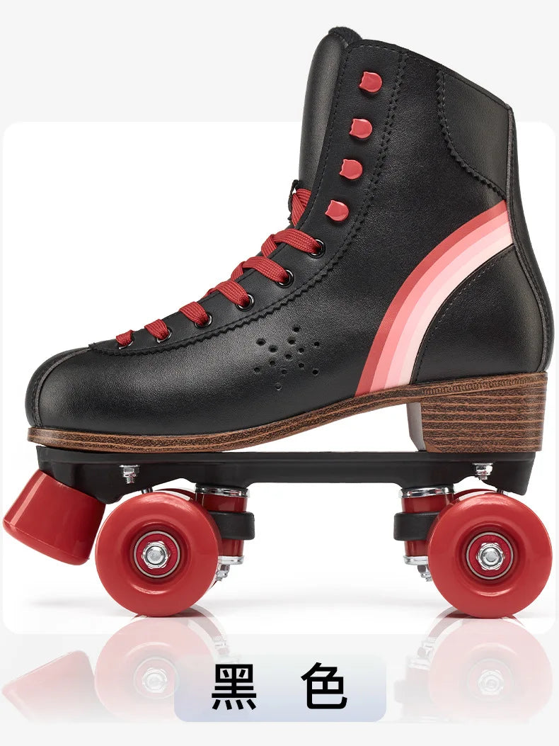 Men Women Quad Roller Skates Rink Use, Adjustable Big Brake Roller Shoes with Shock Absorbing, Breathable Comfort Fit Durable