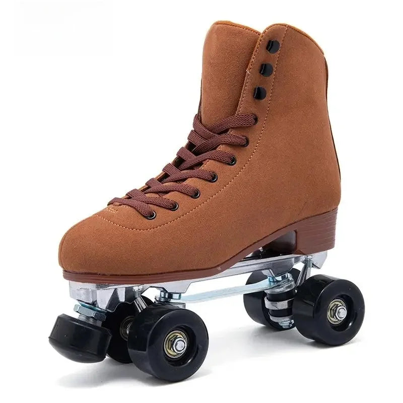 Women Quad Roller Skates Double Line Skate Black Green Yellow Fashion Patines Skating Boots Retro Skating Shoes Size 35-44