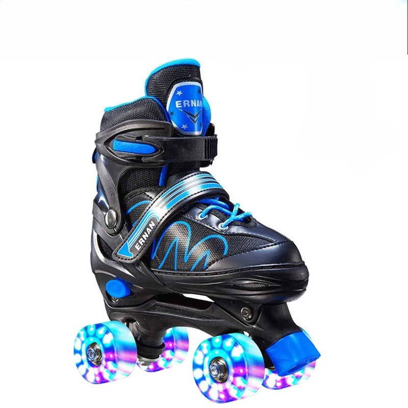 Adjustable Roller Skates with Glowing Wheels, Quad Skate Shoes for Beginners Kids, Breathable Comfortable Sturdy Durable Design