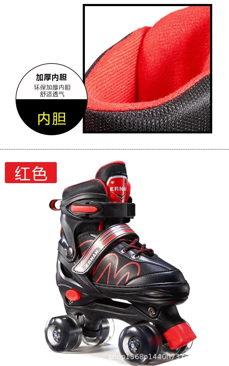 Adjustable Roller Skates with Glowing Wheels, Quad Skate Shoes for Beginners Kids, Breathable Comfortable Sturdy Durable Design