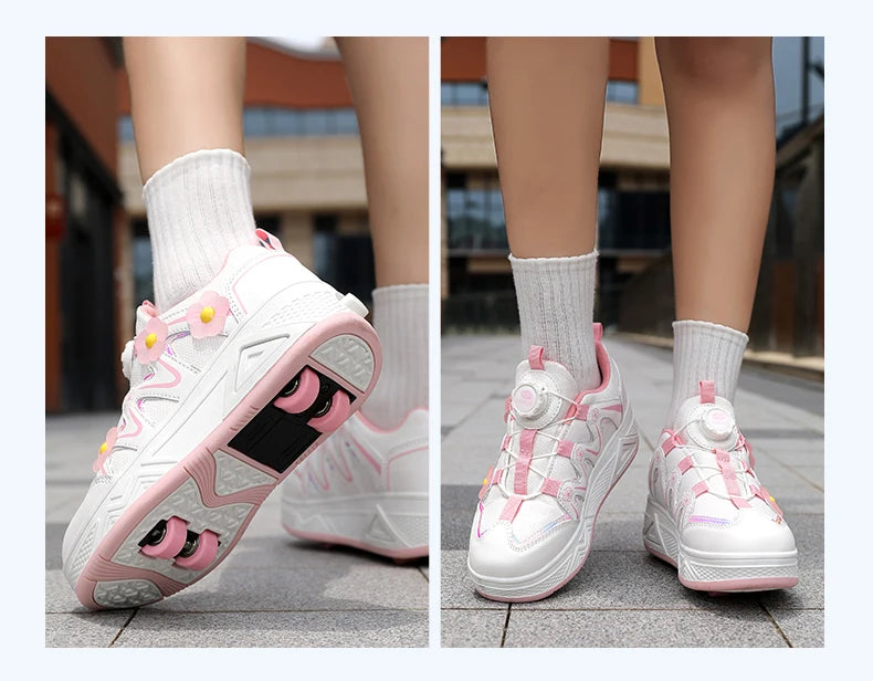 2026New Cool and Detachable Automatic Four Wheel Roller Skating Shoes for Girls, High Beauty Skating Shoes for Kids