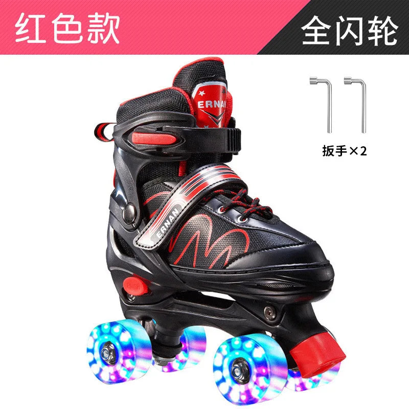 Adjustable Roller Skates with Glowing Wheels, Quad Skate Shoes for Beginners Kids, Breathable Comfortable Sturdy Durable Design