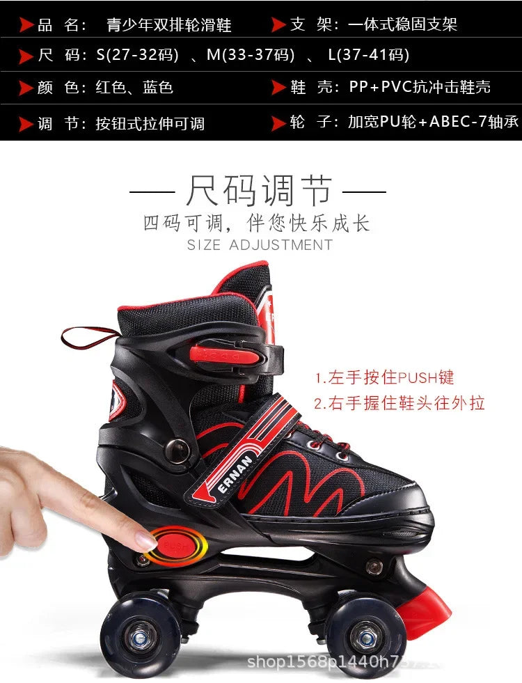 Adjustable Roller Skates with Glowing Wheels, Quad Skate Shoes for Beginners Kids, Breathable Comfortable Sturdy Durable Design