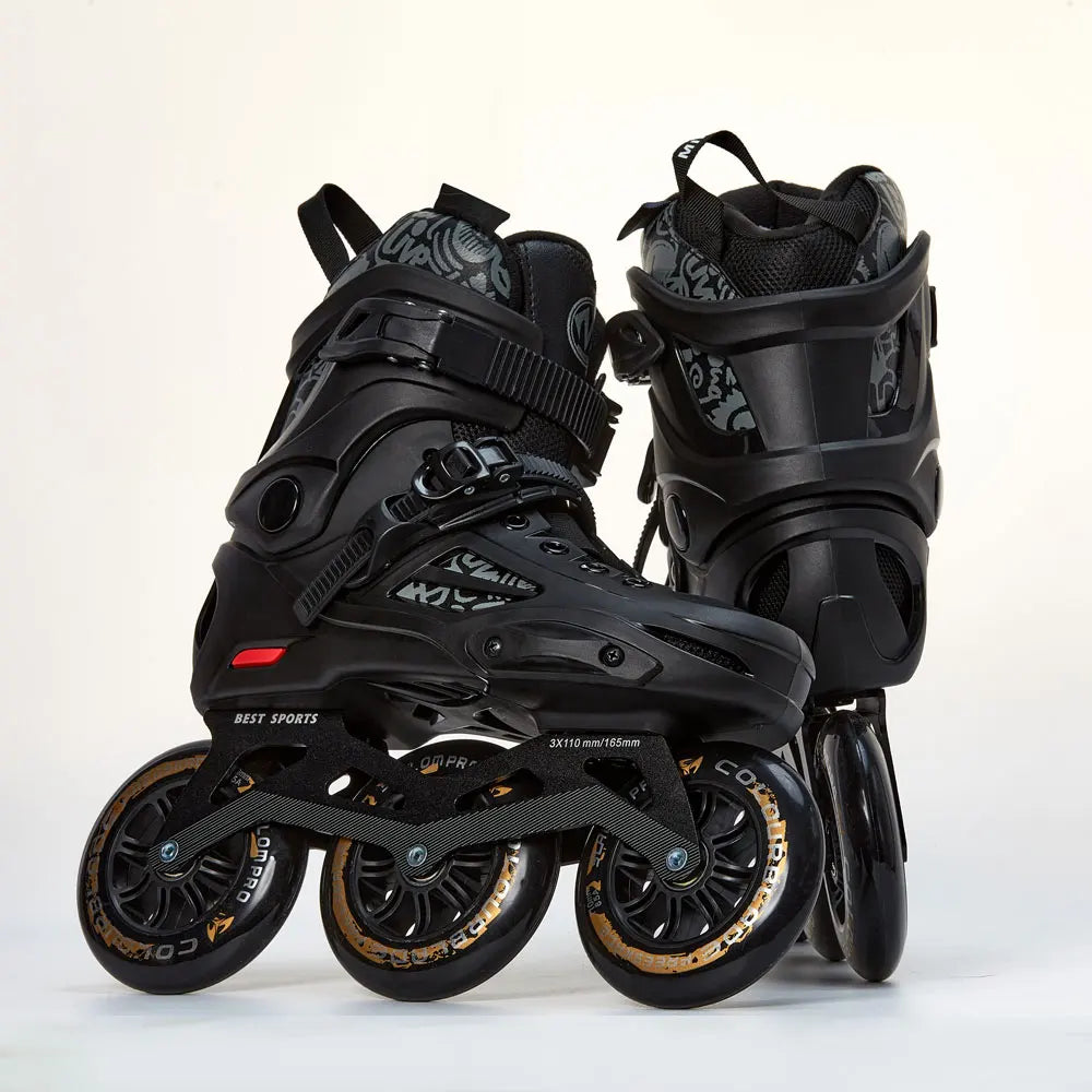 2025 New SY Adult Large Size 110mm Inline Slalom Skates Racing Roller Skating with Aluminum Frame PP Chassis Skates Shoe Made