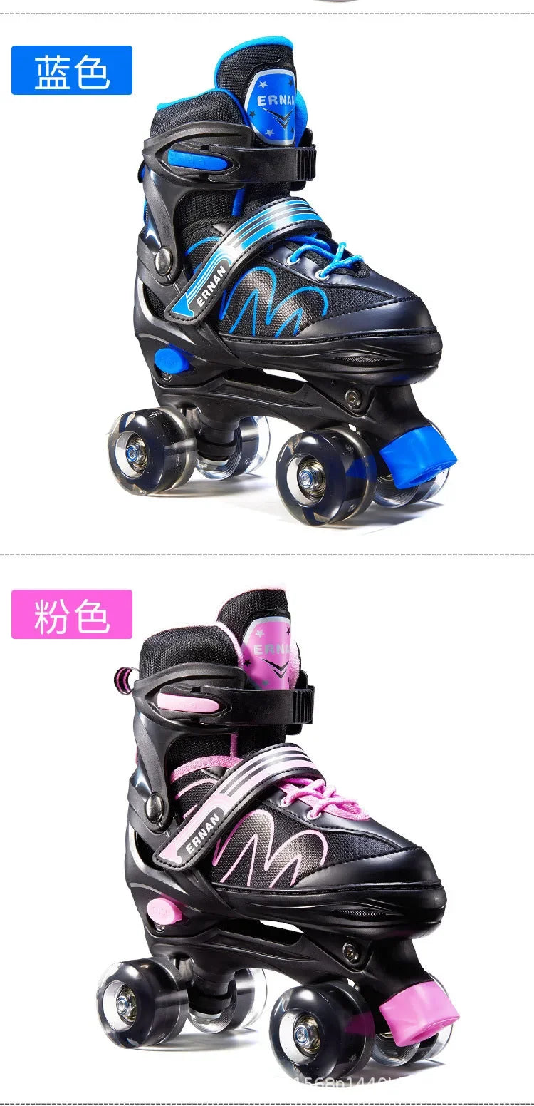 Adjustable Roller Skates with Glowing Wheels, Quad Skate Shoes for Beginners Kids, Breathable Comfortable Sturdy Durable Design